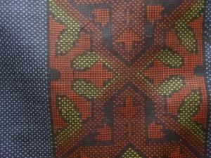 アンティーク　更紗模様織り出し本場泥大島紬着物(5マルキ)